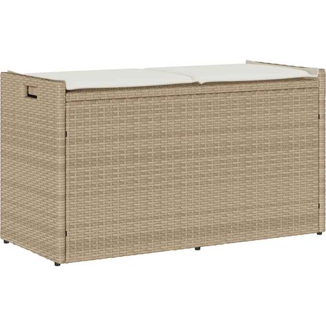 Outdoor-Sitzbank mit Stauraum und Kissen Beige 100 cm (1/5)