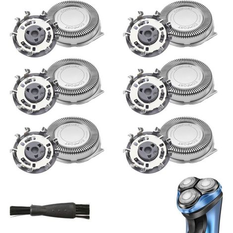 6 Pcs Têtes de Rasoir Compatibles avec Philips SH50/30 Série 3000 5000 AquaTouch AT8xx AT7xx PT7xx Remplacement Lames de Rasage avec Brosse de Nettoyage, Accessoires Rasoir Homme Haute (1/5)