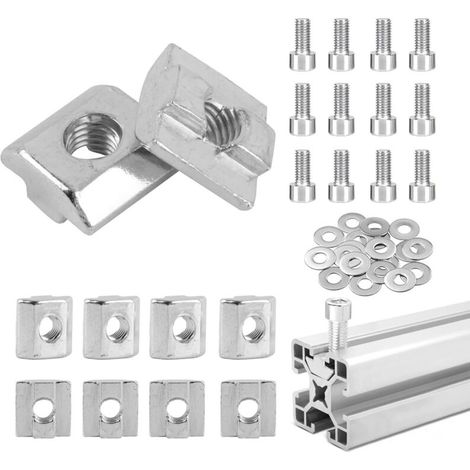 15 Pcs Ecrous Pour Rainure en T M8 écrous Coulissants T M8 Vis à tête Marteau en Aluminium Ecrous Standard M8-40 Pour Profilés en 40 Alu C - Fente d'extrusion Standard 40 (1/5)