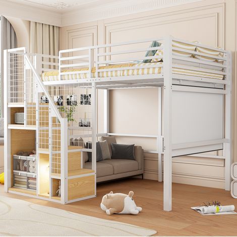 Letto a soppalco contenitore 140x200 metallo bianco OKMYHOME (1/5)