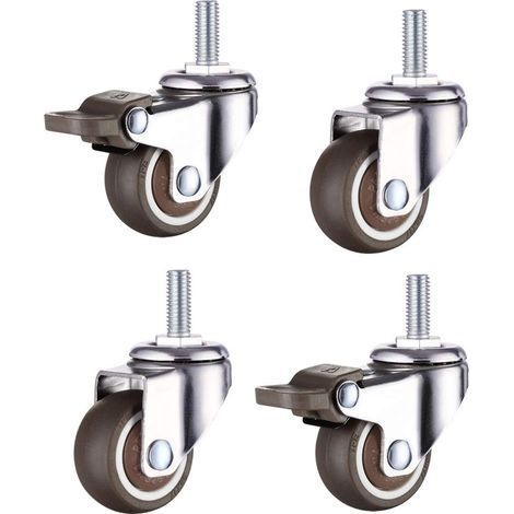 Pcs Small Furniture Casters 45mm Swivel Casters for Coffee Table Cabinet Load 60kg with Brake Mounting Plate (1/4)