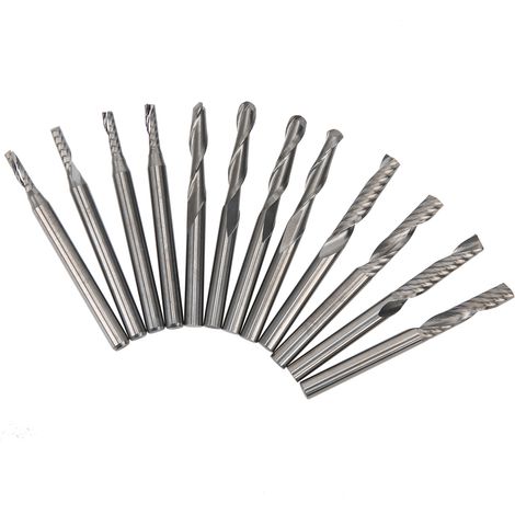 Lime rotative 12 pièces 3,175 x 17mm/2 x 8mm, fraise bois gravure sculpture, foret carbure pour perceuse, accessoires outillage menuiserie (1/5)