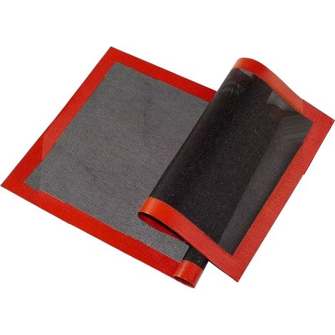 Tapis en Silicone 2 Pièces, Tapis en Silicone microperforé en Fibre de Verre, Non Toxique, Inodore, Tapis de Cuisson, Résistant à la Chaleur, Four ou Revêtement de Casserole, (1/5)