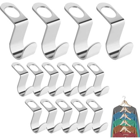 Cintre peu encombrant Empileur de vêtements en connecteur en acier inoxydable - Fournitures d'organisation de placard peu encombrantes pour les costumes de loisirs les pantalons les t-shirts l (1/5)
