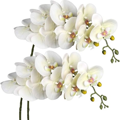 2 orchidées Phalaenopsis artificielles, fleurs en soie à 9 têtes, 96 cm, adaptées à la décoration de mariage à domicile (1/4)