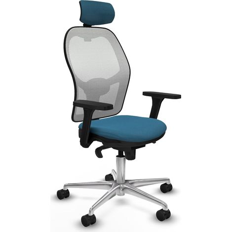 Sedia Ufficio con Poggiatesta Piqueras y Crespo 3D086N2 Bianco Verde petrolio (1/5)