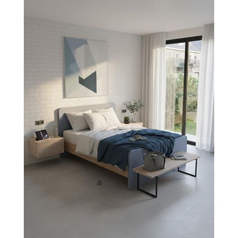 Letto easy con fascioni e pediera - Letto una piazza e mezzo 127 x 197 - Testiera e pediera avio, fascioni virginia - Rete e materasso esclusi (1/4)
