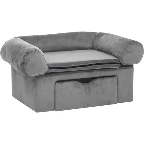 Canapé pour chien avec tiroir Gris 75x50x38 cm Peluche