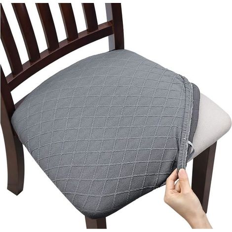 Housse de Chaise - Non spécifié - Extensible - Polyester Élasthanne - Gris Clair - 6 pièces (1/4)