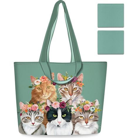 2 Pcs Sac Courses Reutilisable Cabas De Courses Lavables Grand Pliable Polyester Tote Bag Shopping Bag (1/5)