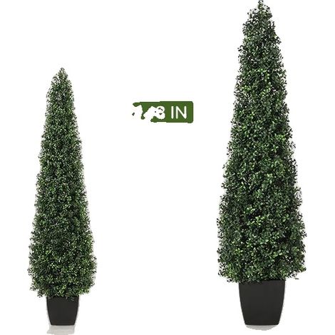Árboles de boj artificiales, resistentes a los rayos UV, para uso interior y exterior, color verde, 120 cm. (1/2)