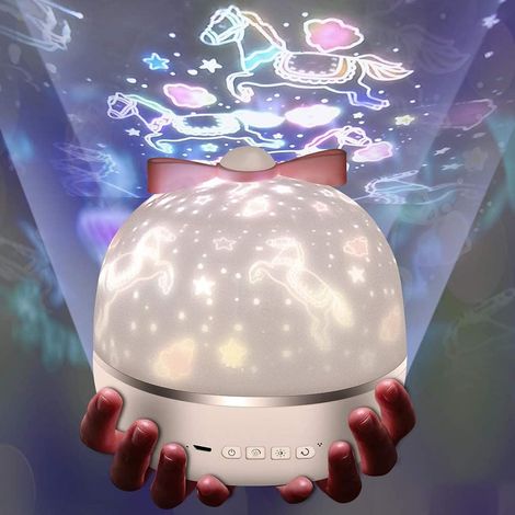 Veilleuse étoilée pour enfants, rotation à 360 degrés, lampe projecteur multicolore pour décorer les anniversaires, Noël et autres fêtes pour bébés et enfants.