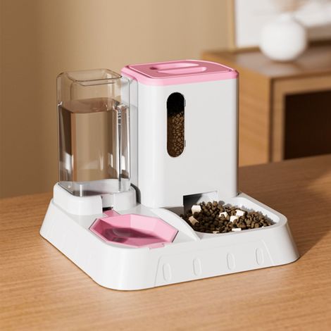 Distributeur Automatique Nourriture Eau - 2 en 1 Anti-renversement - Pour Chiens Chats Lapins - Capacité Élevée - 1 Pièce (1/5)