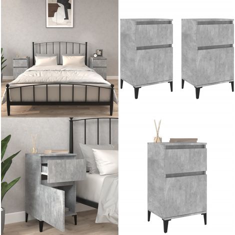 Tables de chevet 2 pcs gris béton 40x35x70 cm - Table De Chevet - Meuble De Chambre - Table Nuit - Mobilier Moderne - Meubles En Bois - Home & Living