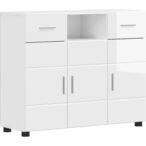 Vitrina con cajón Blanco brillante 88.5 x 30.5 x 73 cm vidaXL (1/5)