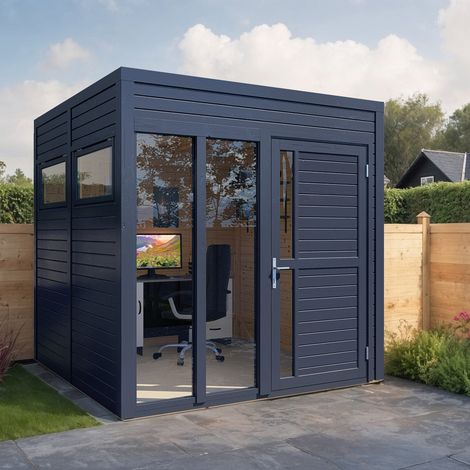 Studio de jardin bois Bertilo Cubus 2 19mm avec plancher 4,75m² anthracite