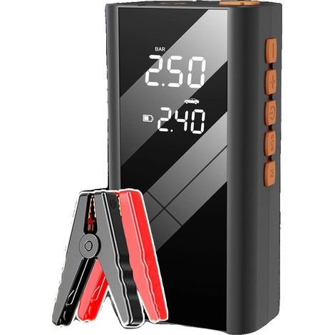 Démarreur de voiture, courant de pointe de 1200A, gonfleur de pneus 150PSI, batterie externe 12V, taille compacte, multi-compatibilité (1/5)