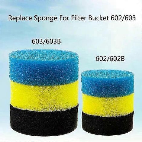 Éponge de coton biochimique pour aquarium, compatible avec les seaux de filtration 602/603, mousse de filtration bleue, accessoires pour aquarium, lot de 3 - JXLGV (1/5)