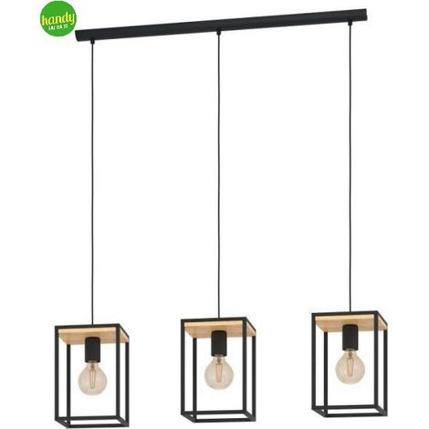 Lampadario Industrial Libertad 3 Luci Metallo Nero E Marrone (1/5)