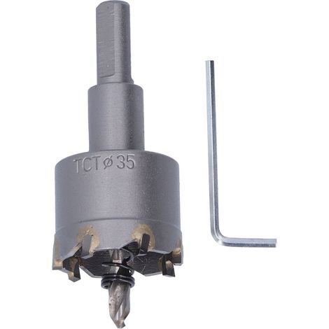 Scie cloche acier rapide 3 lames inclinées découpe métal durable avec clé hexagonale 35mm (1/5)