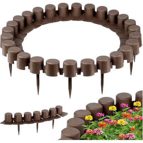 Brown Plastic Garden Edging Borders, 220 cm, 4 Pack (1/5)