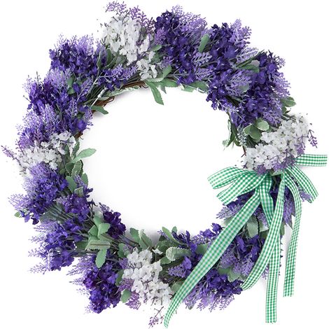 40 cm künstlicher Lavendelkranz, Heimdekoration, Osterschmuck, Kunststoff-Rattanring für Partys, Haustür, Dunkelviolett (1/2)