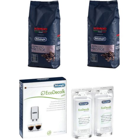 Lot de 2 paquets café en grains KIMBO espresso prestige 1KG et 1 détartrant