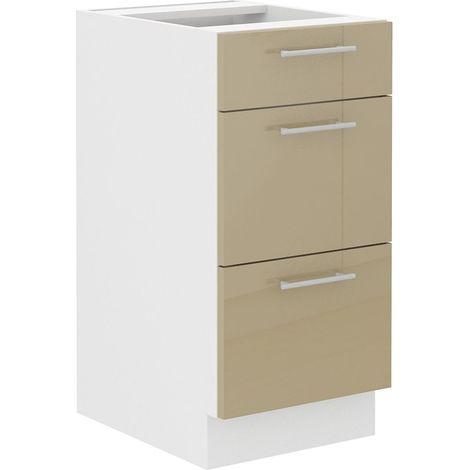 Unterschrank 40 Lara Cappuccino Hochglanz Küchenzeile Küchenblock Soft-Close (1/5)