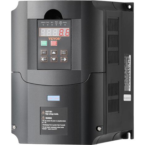 VEVOR Variateur de fréquence, 7,5 kW, entraînement à fréquence variable, 35 A, entrée monophasée ou triphasée 40-60 Hz vers sortie triphasée 0-400 Hz VFD pour moteur de broche CNC contrôle de vitesse (1/5)