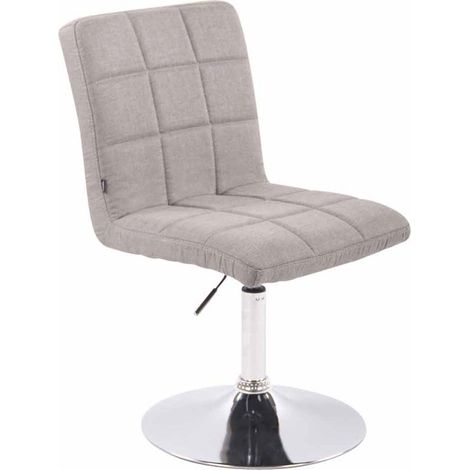 Silla de comedor x1 giratoria regulable en altura costuras cuadradas tela gris y base de metal cromado 100008375 (1/4)