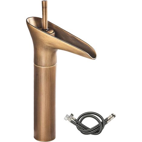 Robinet lavabo cascade 32 mm cuivre noir eau chaude/froide (1/5)