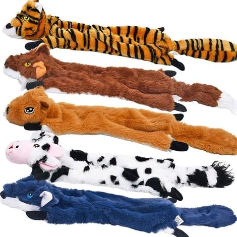 Dog Squeaky Toys 5 Pack, Jouets pour Animaux de Compagnie Jouet pour Chien froissé Pas de Rembourrage Animaux Peluche pour Chien Jouet à mâcher pour Chiens de Grande Taille et de Taille (1/4)