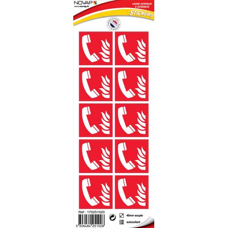 Planche 10 Pictogrammes 40X40mm - Téléphone Incendie - 4251028
