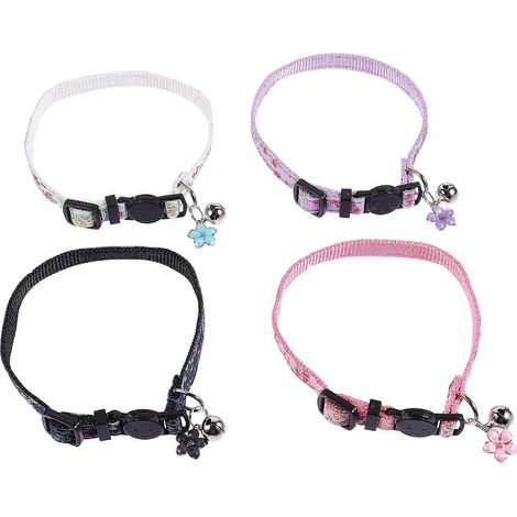 Collar para gatos y gatitos con estampado floral, ideal para uso diario. 4 collares ajustables para el cuello. (1/5)