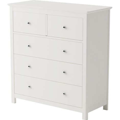 2 Over 3 Drawer Chest Drawer - MDF - L40 x W90 x H95.8 cm - White - Flat Packed