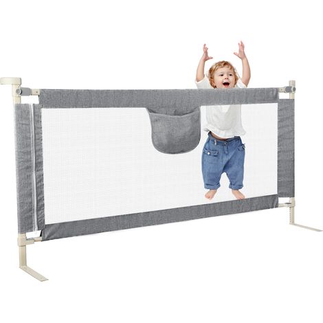 Haloyo® Babybett-Gitter 180 cm Höhenverstellbare Schlafschutzgitter für Kinderbett Sicherheitsgitter für Jungen & Mädchen Grau Einfache Montage & Stabilität (1/5)