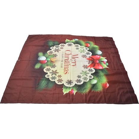 Rideau de Noël en Polyester 3D 170x200 cm pour Balcon, Terrasse ou Porche - Impression Digitale Joyeux Noël