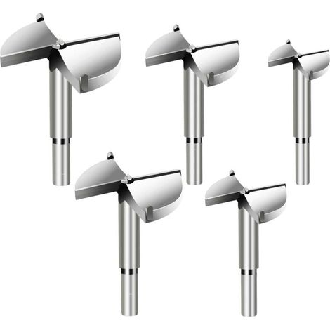 5 punte da trapano Forstner per legno, diametro 35/40/45/50/60 mm, fresa in metallo duro per la sagomatura di fori nella lavorazione del legno, installazione di porte sferiche in legno, cassetti, plas (1/4)
