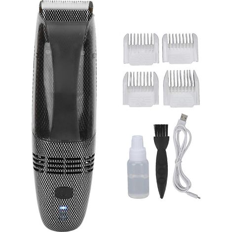 Tondeuse à cheveux électrique rechargeable par USB, sûre et à aspiration automatique, avec 4 sabots de guidage pour homme. (1/4)