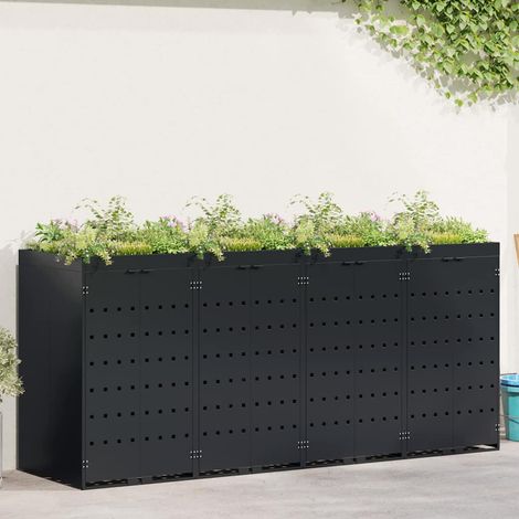 Wagenmüllbehälter für 4 Behälter Schwarz 272 x 77,5 x 121,5 cm