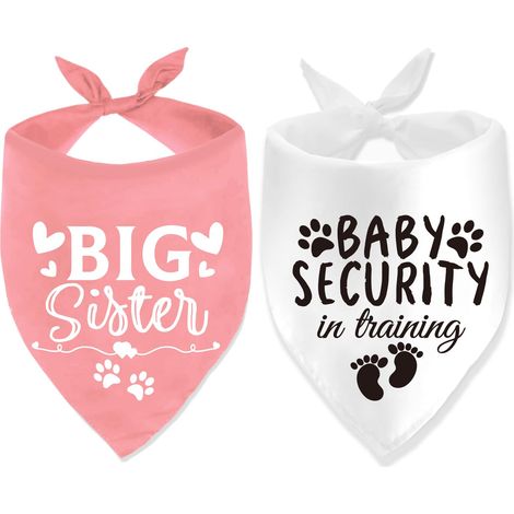 Bandana en coton pour chien : Doux et confortable, motif grande sœur enceinte - Imprimé pour l'éducation à la sécurité des bébés animaux de compagnie (1/5)