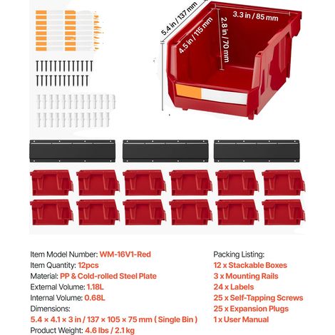 Cajas de almacenamiento de pared, diseño que ahorra espacio, 12 unidades. (1/2)