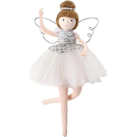 Pendentif poupée de Noël à suspendre, ornement de collection mignon pour sapin de Noël, pendentif ange ballerine pour fenêtre ou cheminée-Silver (1/5)