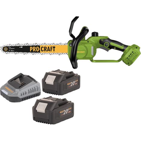 Motosierra a batería Procraft PKA33-BB 20 V 304 mm sin escobillas + 2 baterías de 4,0 Ah + cargador