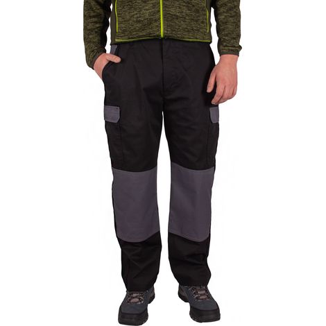 Pantalones de trabajo FIRI para hombre, largos, talla 44, negro/gris