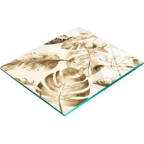 Dekoratives Schneide- und Servierbrett aus Glas, Dschungel- und Blättermotiv, 60 x 52 cm (1/5)