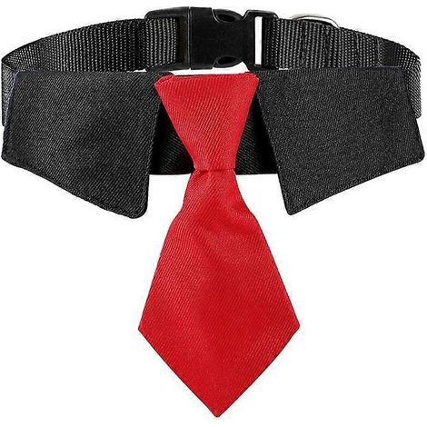 Katzenhalsband mit Fliege, Hochzeitskostüm für Katze und kleinen Hund, Größe S, rot und schwarz.