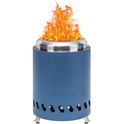 Réchaud de camping portable avec support - idéal pour le camping, fonctionne au bois, etc. - 1 pièce, bleu, 14 × 14 × 20 cm (1/5)