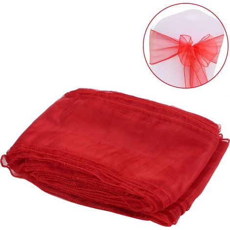 25 rubans de chaise en organza pour décoration de mariage, banquets et événements, assortiment rouge de 25 pièces (1/5)
