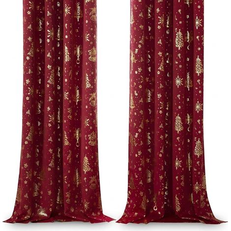 Tende Oscuranti Termiche Natalizie Rosse 140x240 cm 2 Pezzi (1/5)